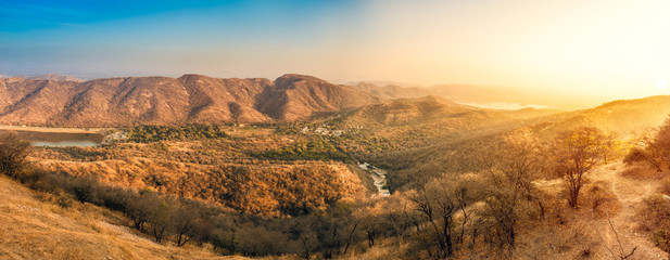 Panoramic view of beautiful natural mountains