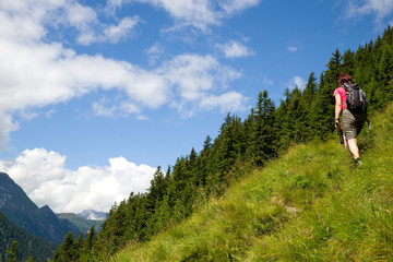 Fototapeta na wymiar Wanderer im Zillertal - Alpen