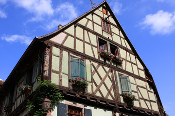 Obraz premium Typical architecture of Riquewihr, France