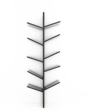 designed tree shelf isolated on white background