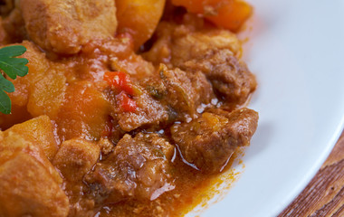 Traditional Hungarian  goulash. close up