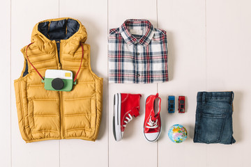 Overhead of essentials modern boy.