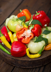 Variety of fresh organic peppers