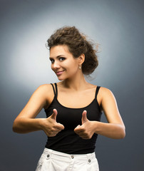 woman  showing thumb up