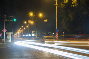 Crossroads in Pyatigorsk (Russia) at night