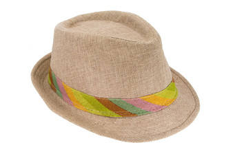 Summer panama straw hat isolated on white