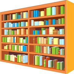 Fototapeta na wymiar Large bookcase with different books