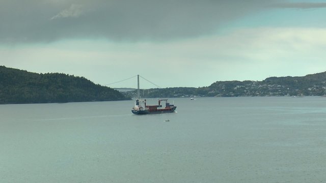 cargo dans un fjord