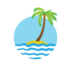 Fototapeta na wymiar Tropical palm on island with sea.