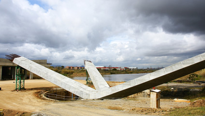 Construcción de un puente sobre el río Llobregat, Barcelona
