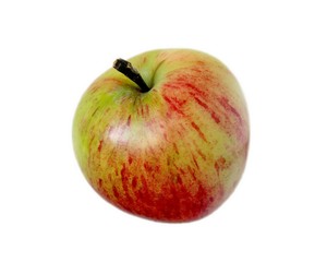 Созревшее,полосатое яблоко изолировано.