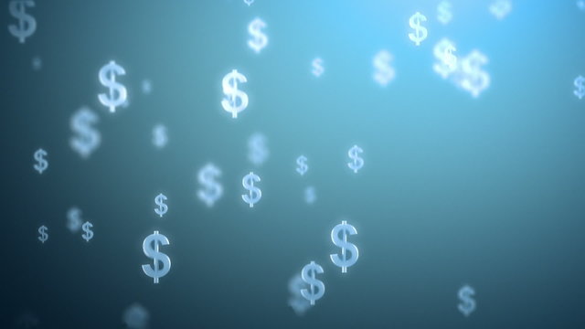 money rain background, dollars. 3d animation, seamless loop