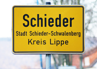 Schieder-Schwalenberg, Kreis Lippe, Ortseingangsschild