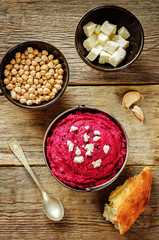 beet hummus and goat cheese