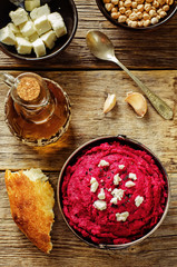 beet hummus and goat cheese