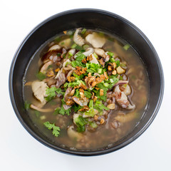 rice congee mixed with meat or rice gruel with pork, dried shrim