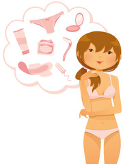 young girl thinking of things related to adolescence and puberty