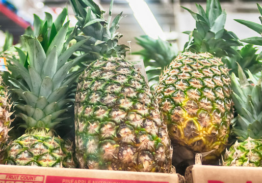 pineapples sticking out of a box