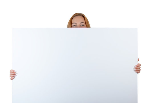 Ad cardboard with female smiling eyes