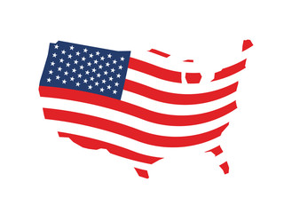 USA wave stars and stripes map logo
