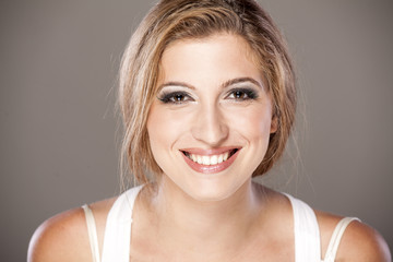 Headshot of girl with beautiful smile and teeth