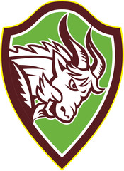 Mountain Goat Ram Angry Head Retro