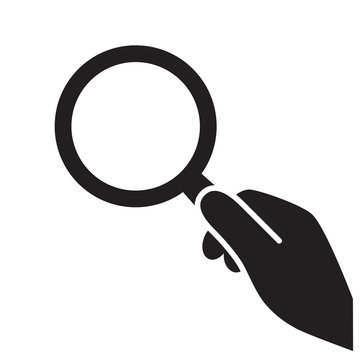 hand with magnifying glass icon