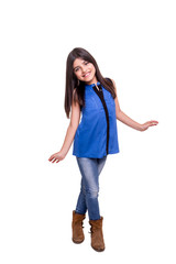 Girl posing over white