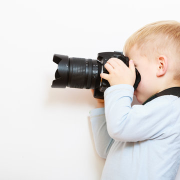  Boy Child Playing With Camera Taking Photo.