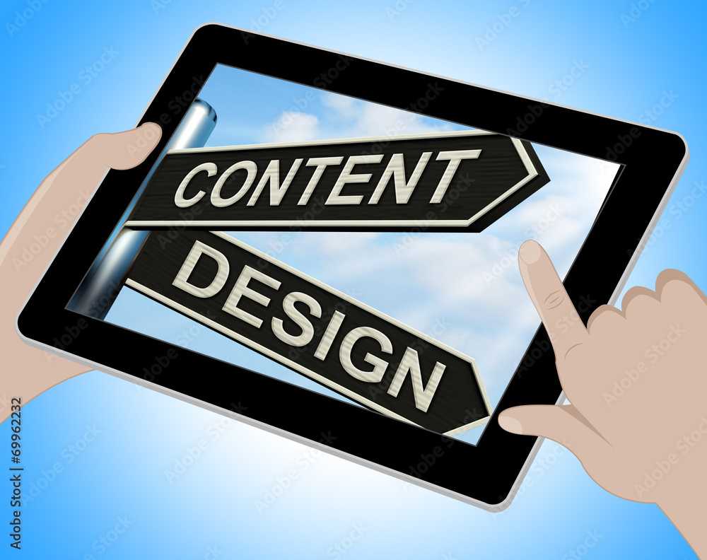 Poster content design tablet means message and graphics