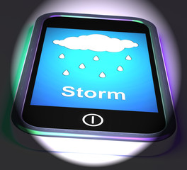 Showers On Phone Displays Rain Rainy Weather