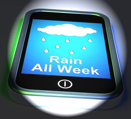 Rain All Week On Phone Displays Wet  Miserable Weather