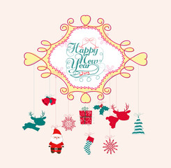 christmas and happy new year postcard