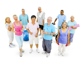 Obraz premium Senior Adult Staying Fit Isolated on White
