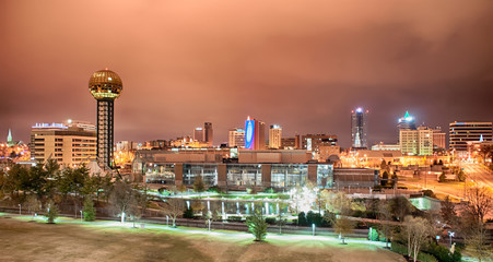 Knoxville Tennessee at night - obrazy, fototapety, plakaty