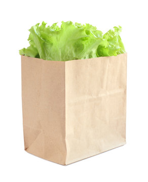 Grocery bag with salad