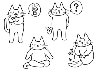 猫ポーズ４種