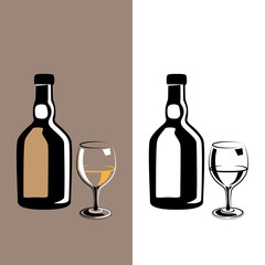 glass and bottle cognac