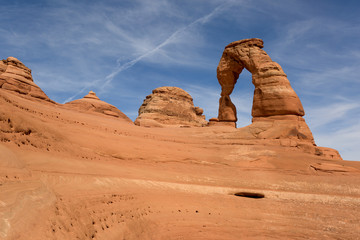 Delicate Arch on a blue sky background