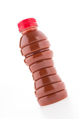 Tomato juice bottle isolated on white background