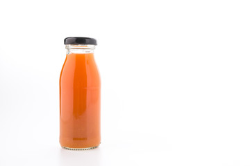 Orange juice bottle isolated on white background