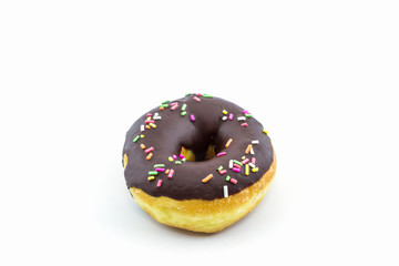 Chocolate donut with Sprinkles.