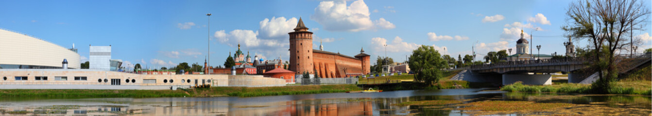 Fototapeta na wymiar The powerful walls of the Kremlin. Panorama. Kolomna. Russia
