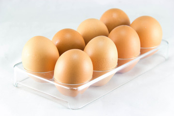 Half a dozen of eggs in the egg tray