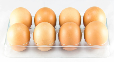 Half a dozen of eggs in the egg tray