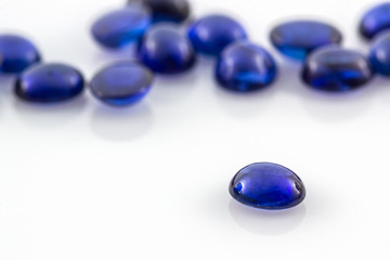 Blue sapphire on white background.