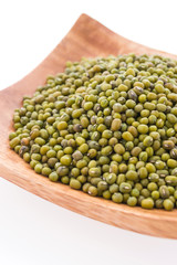 Green mung beans isolated on white background