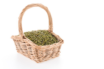Fototapeta na wymiar Green mung beans isolated on white background