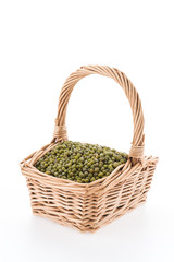 Fototapeta na wymiar Green mung beans isolated on white background