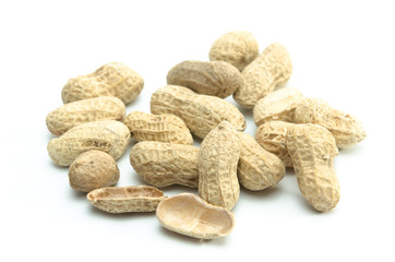 dried peanuts isolated on white background